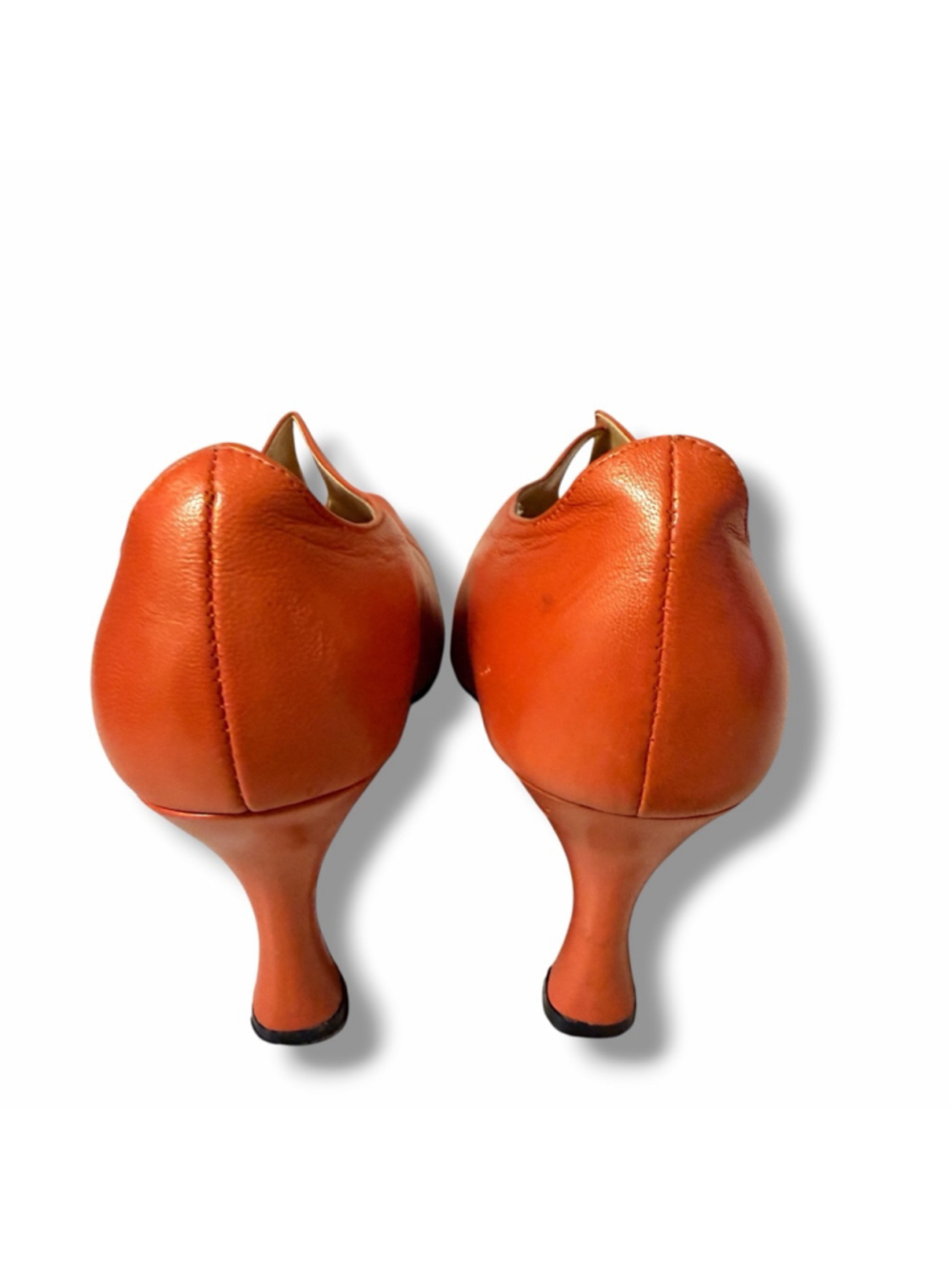 Bellini Orange Leather Kitten Heel Pumps Women’s Size 10M Pointed Toe Slip On - Picture 12 of 16